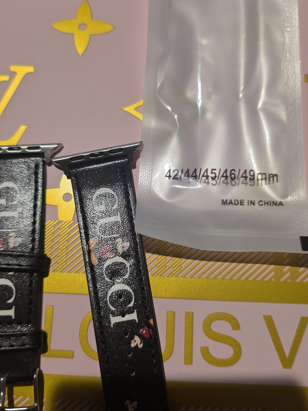 Black Apple Watch Strap with Character Print - Picture 4 of 4
